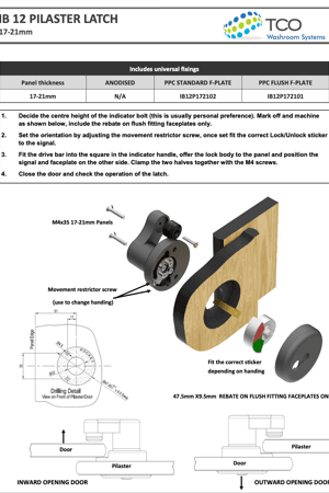 IB 12 Pilaster Latch - 17mm - 21mm