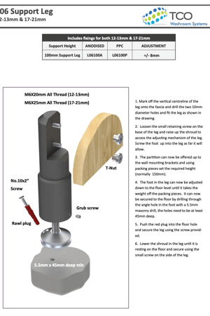 L06 Support Leg - 100mm